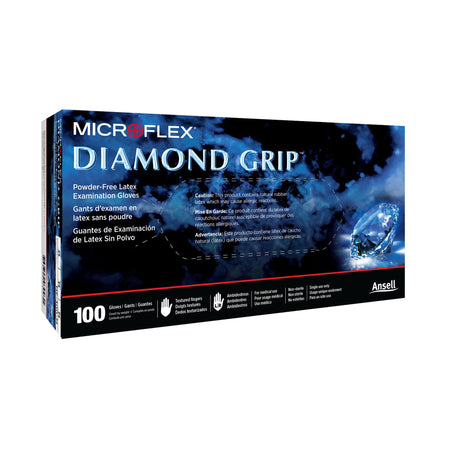Microflex 307872 Diamond Grip Latex Exam Glove, Medium, White