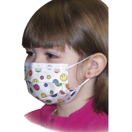 Aspen Surgical Products 15150 Precept Medical Products Pediatric Procedure Mask, Happy Face Print