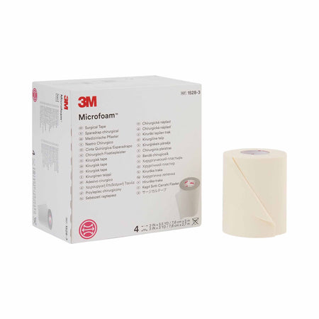 Solventum 1528-3 3M Microfoam Foam / Acrylic Adhesive Medical Tape, 3 Inch x 5-1/2 Yard