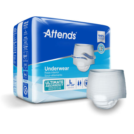 Attends APP0730 Advanced Underwear, Large, Pull On with Tear Away Seams, White