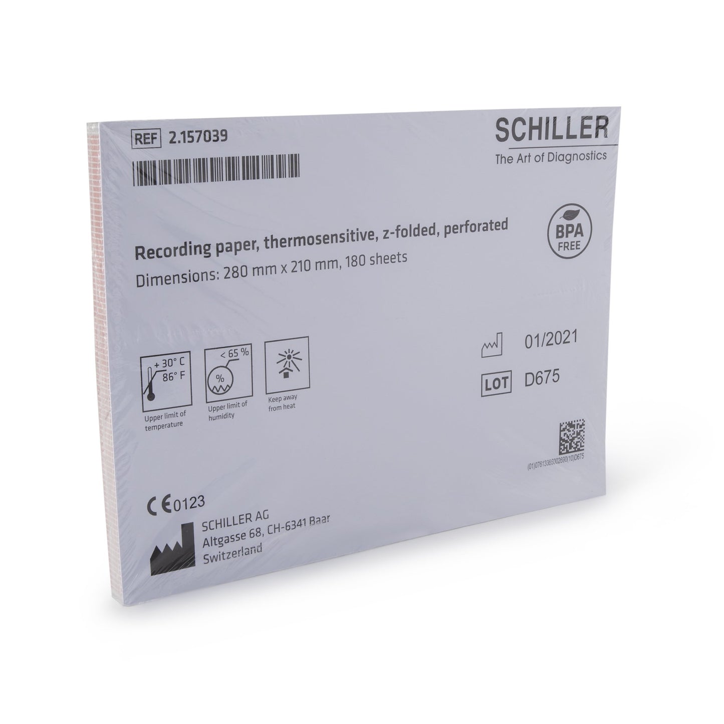 Schiller™ ECG Heart Monitor Thermal Recording Paper, Z-Fold, 8 x 11 Inch