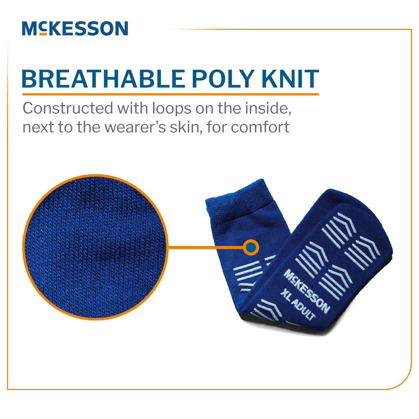 Slipper Socks McKesson Unisex Adult X-Large Double Tread Single Patient Use Royal Blue