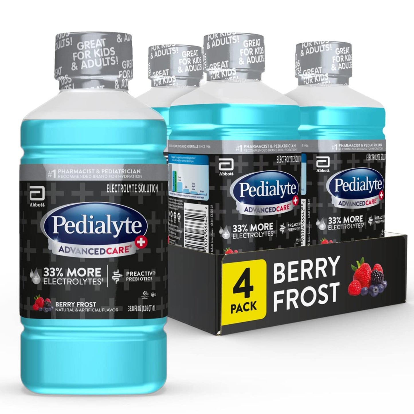 Pedialyte® AdvancedCare™ Plus Berry Frost Electrolyte Solution, 1 Liter Bottle