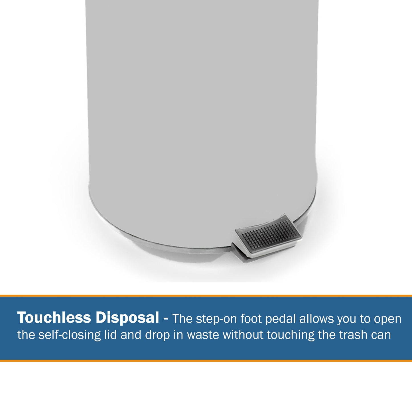 McKesson Trash Can with Plastic Liner, Step-On, Round, Steel, Silver, 32 Qt
