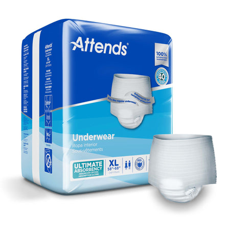 Attends APP0740 Advanced Underwear, X-Large, Pull On with Tear Away Seams, White
