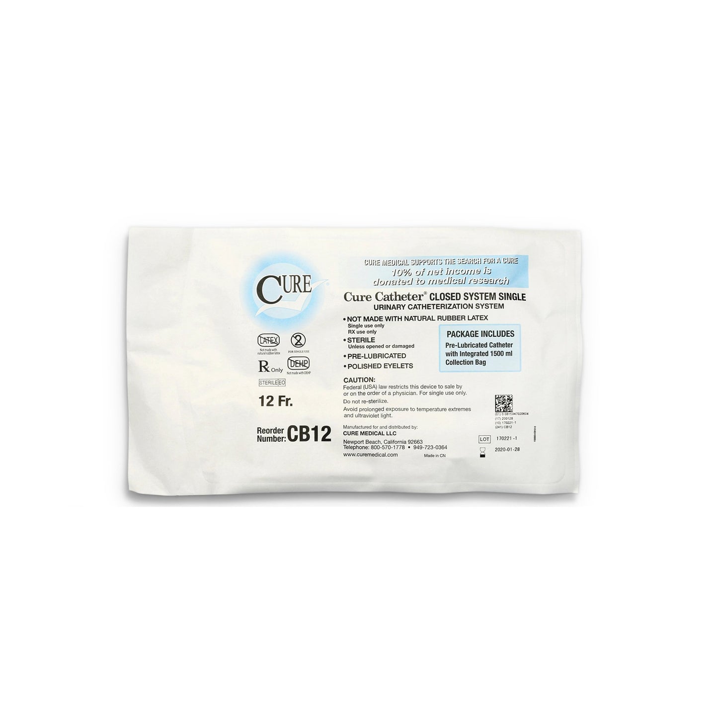 Cure Catheter™ Intermittent Catheter Tray, 12 Fr.
