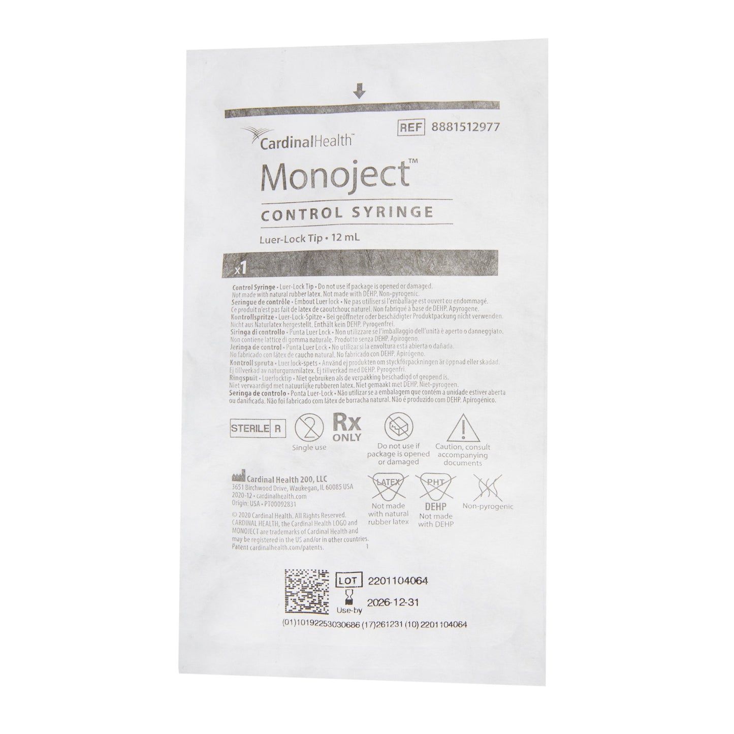 Monoject™ Control Syringe, 12 mL