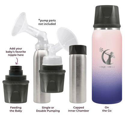 Ceres Chill OG Stainless Steel Breast Milk Chiller Container, Blue & Pink Ombre