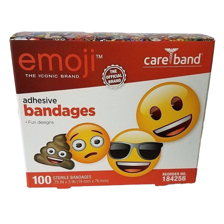 ASO Corp 184256 Care Brand Emoji Adhesive Strip Bandages, ¾ x 3 Inch