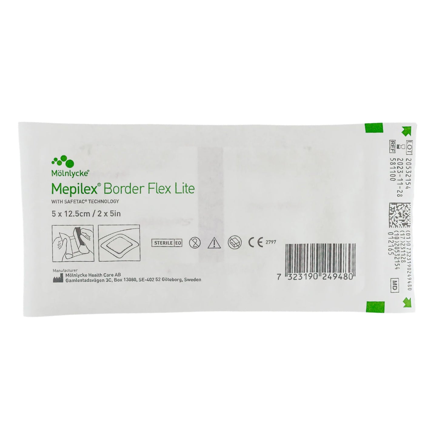 Mepilex® Border Flex Lite Silicone Foam Dressing, 2 x 5 Inch