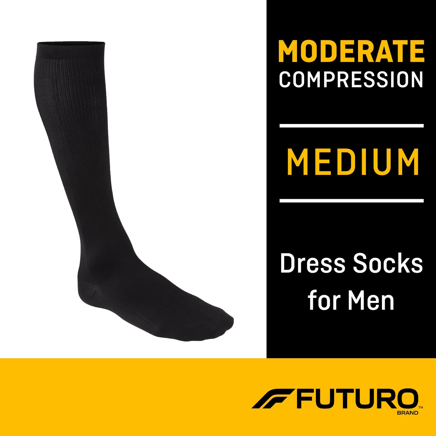 3M™ Futuro™ Lifestyle Compression Firm Dress Socks for Men, Black, Medium