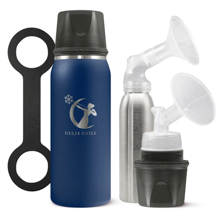 Ceres Chill Co CC-1-BC-L-NV Chill OG Stainless Steel Breast Milk Chiller Container, Dark Blue