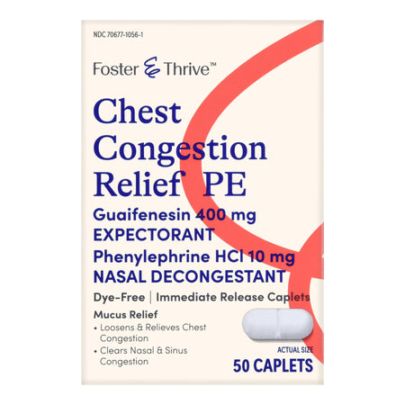 McKesson 70677105601 Foster & Thrive Chest Congestion Relief PE Guaifenesin & Phenylephrine Caplets