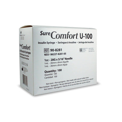 Standard Insulin Syringe with Needle Surecomfort® 1 mL 5/16 Inch 28 Gauge NonSafety Regular Wall