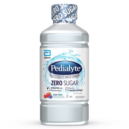 Abbott Nutrition 67966 Pedialyte Zero Sugar Electrolyte Water Drink, Berry Frost, 1 liter bottle