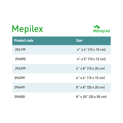 Mepilex® Silicone Adhesive without Border Silicone Foam Dressing, 4 x 8 Inch
