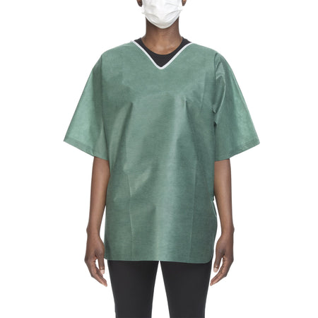 Graham Medical Products 62213 Short Sleeve Scrub Shirt, Green, Large