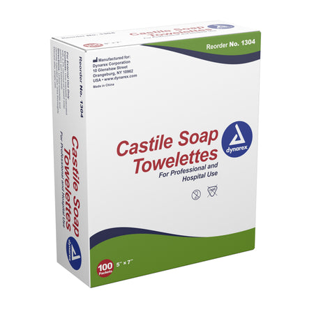Dynarex 1304 Scented Castile Soap Towelettes, Individual Packets