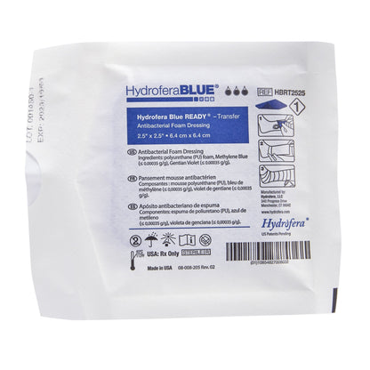 Antibacterial Foam Dressing Hydrofera BLUE® READY-Transfer 2-1/2 X 2-1/2 Inch Without Border Without Film Backing Nonadhesive Square Sterile