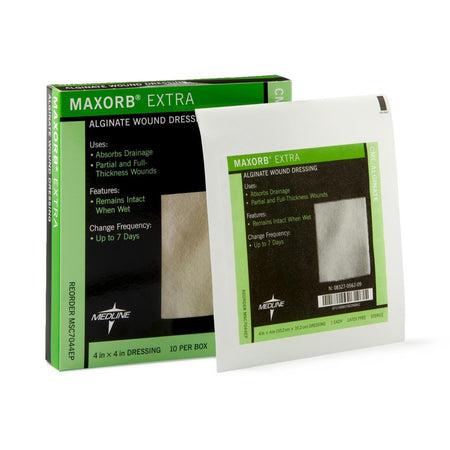 Medline MSC7044EP Maxorb Extra Calcium Alginate Dressing, 4 x 4 Inch