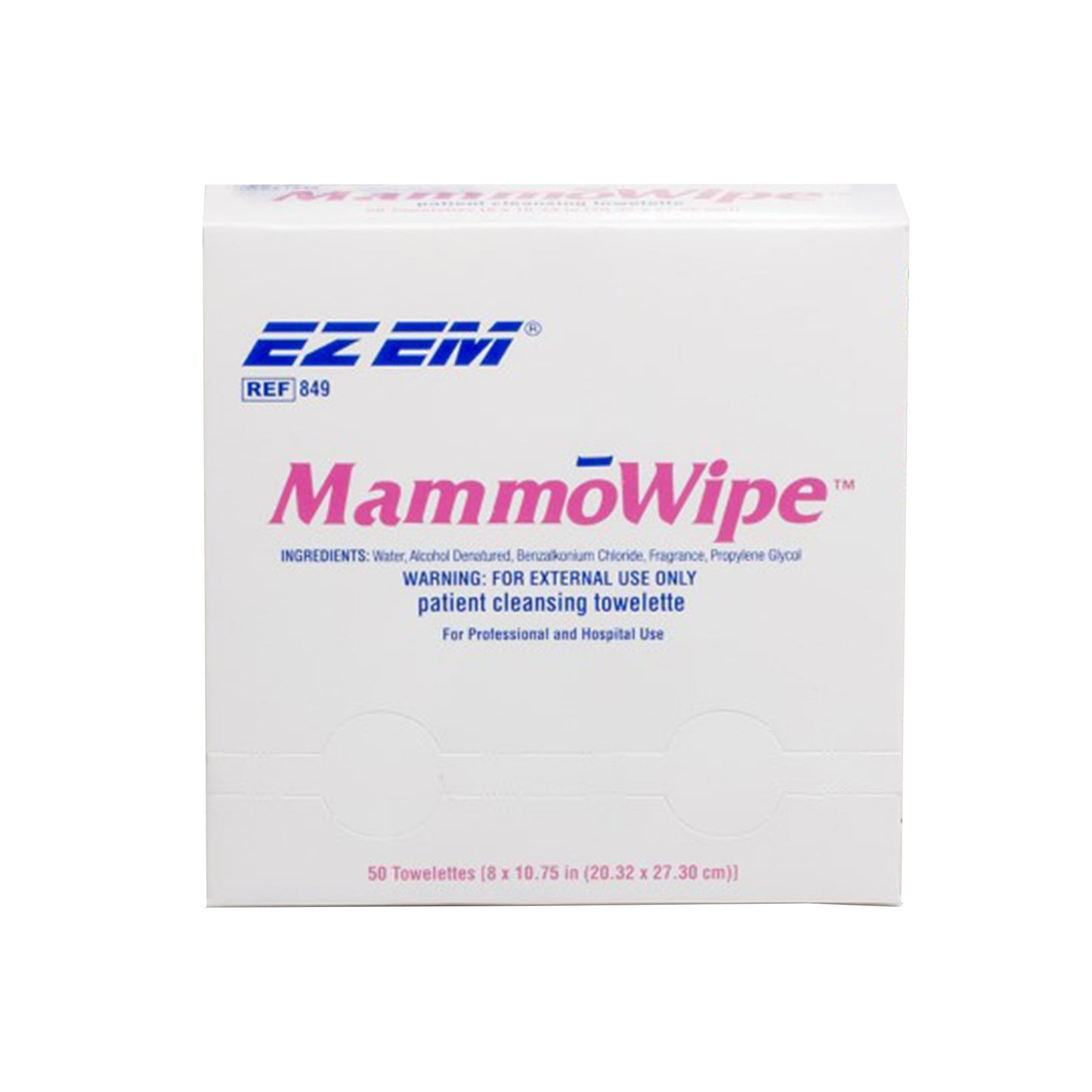 EZ EM Mammography Wipe 5x5in Scented Benzalkonium Chloride Ethyl Alcohol 600103