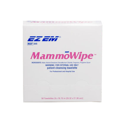 EZ EM Mammography Wipe 5x5in Scented Benzalkonium Chloride Ethyl Alcohol 600103