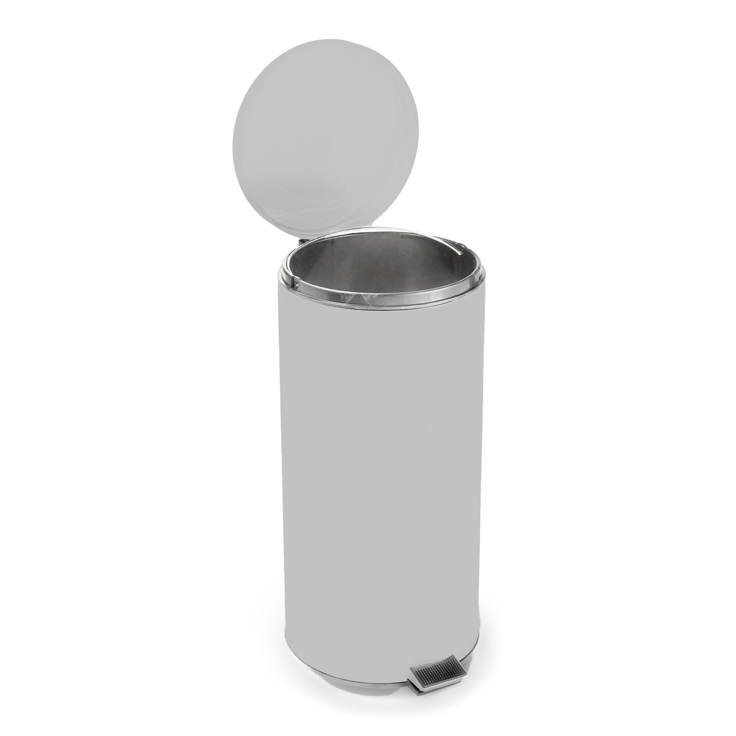 McKesson Trash Can with Plastic Liner, Step-On, Round, Steel, Silver, 32 Qt