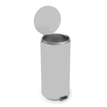 McKesson 81-45269 Trash Can with Plastic Liner, Step-On, Round, Steel, Silver, 32 Qt