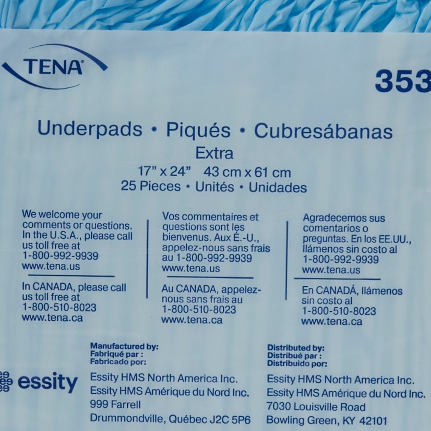 Tena Extra Absorbent Underpad, 17 x 24 Inch by Essity HMS North America Inc product image - view 5