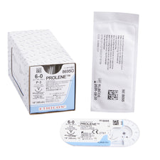 Ethicon Nonabsorbable Suture with Needle Prolene™ Polypropylene P-3 3/8 Circle Precision Reverse Cutting Needle Size 6-0 Monofilament