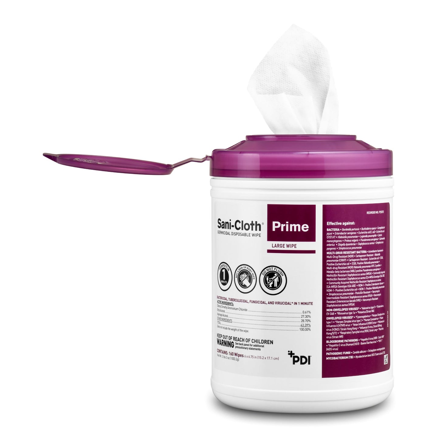 Sani-Cloth® Prime Large Germicidal Disinfectant Wipes, 6 x 6.75 Inch