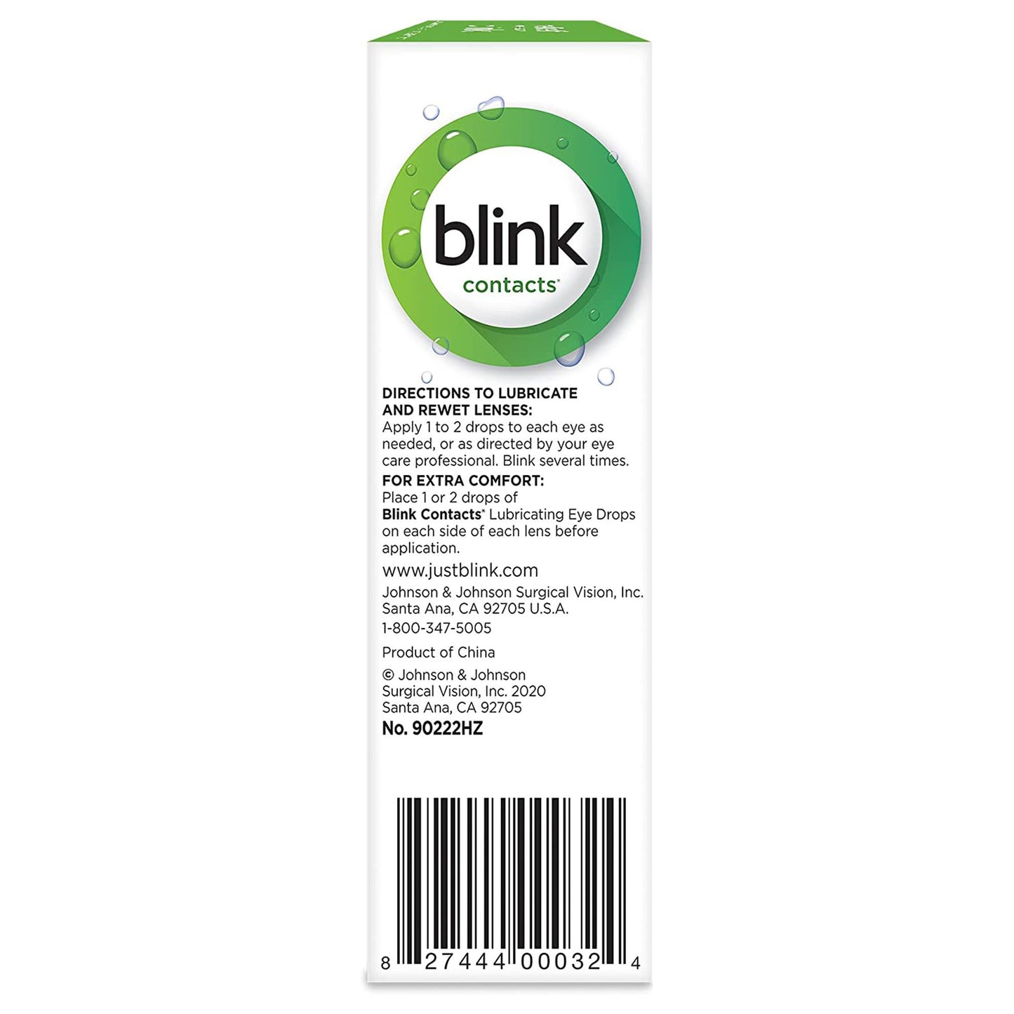 Blink Contacts Purified Water / Sodium Chloride Contact Lens Solution, 0.34 oz.