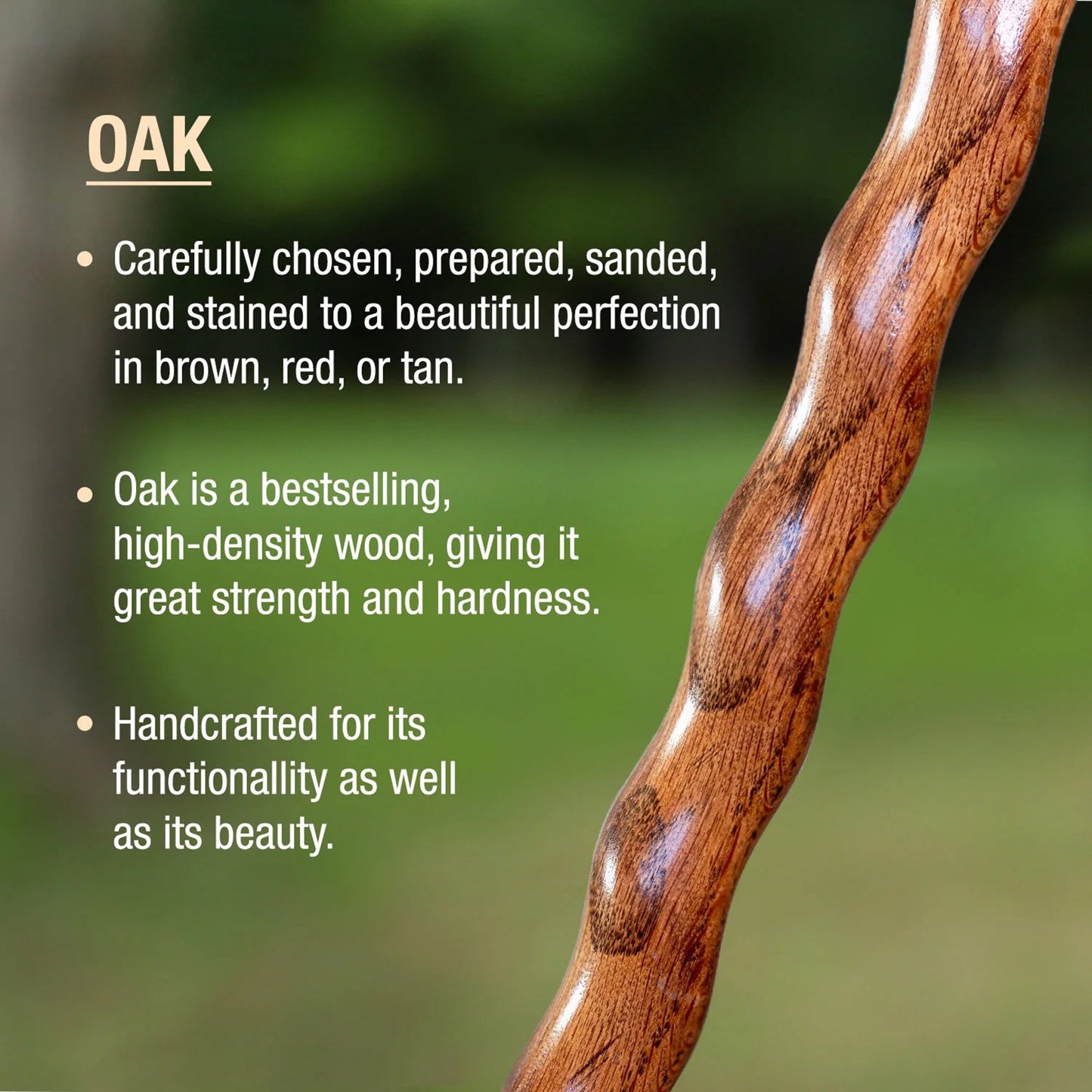 Brazos™ Twisted Oak Hitchhiker Handcrafted Walking Stick, 48-Inch, Red