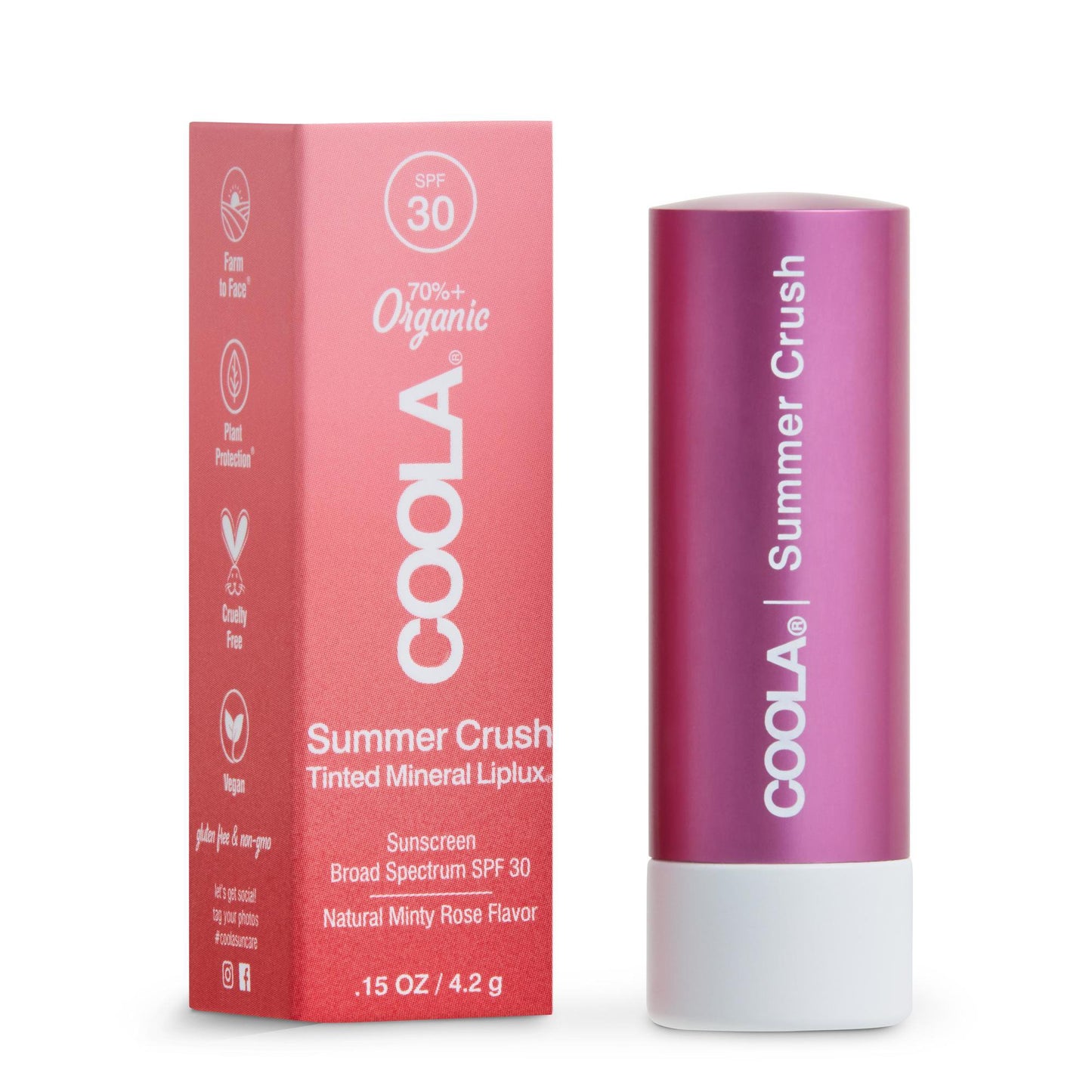 Mineral Liplux® Organic Lip Balm Sunscreen SPF 30, Summer Crush Tint