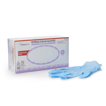 Cardinal 88FS04L Flexal Comfort Nitrile Exam Glove, Large, Blue