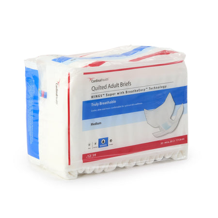 Cardinal 87083 Wings Super Quilted Maximum Absorbency Incontinence Brief, Medium