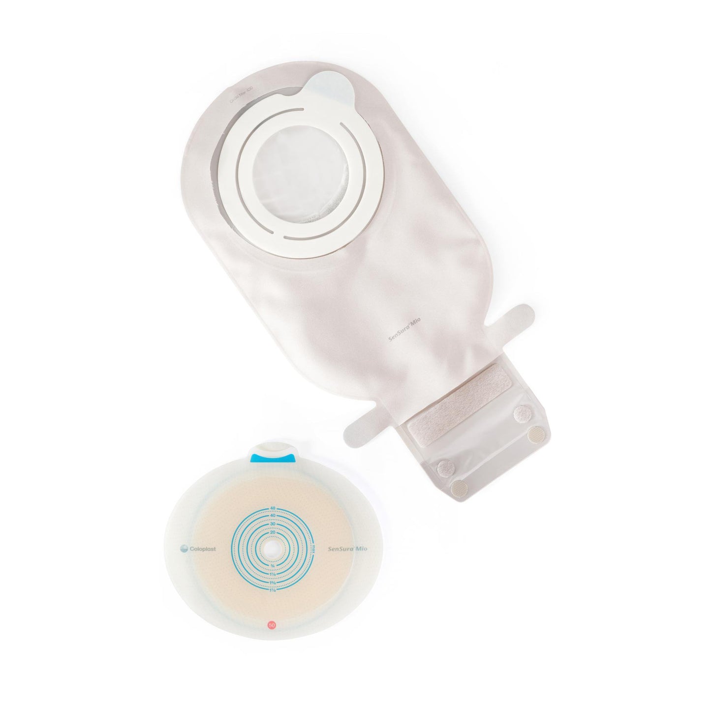 Ostomy Pouch SenSura® Mio Two-Piece System Maxi Length Flat, Trim to Fit 3/8 to 1-7/8 Inch Stoma Drainable