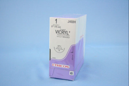 Ethicon J468H Coated Vicryl Polyglactin 910 Absorbable Suture with Needle, Reverse Cutting Braided