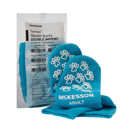 McKesson 40-3828-001 Terries Adult Slipper Socks, Teal