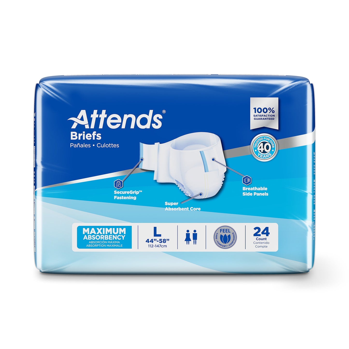 Attends® Briefs, Adult, Large, Heavy Absorbency, Disposable
