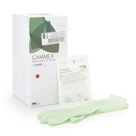 Ansell 20685265 Gammex Non-Latex PI Green Polyisoprene Surgical Glove, Size 6.5