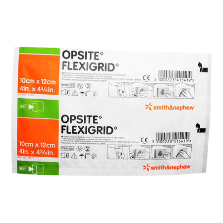 Smith & Nephew 4629 OpSite Flexigrid Transparent Film Dressing, 4 x 4¾ Inch