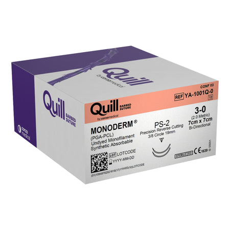 Surgical Specialties YA-1001Q-0 Quill Monoderm Polyglycolic Acid / PCL Absorbable Suture with Needle