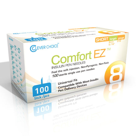 Simple Diagnostics 31G8 Comfort EZ Standard Insulin Pen Needle, 31 Gauge, 8 mm Length