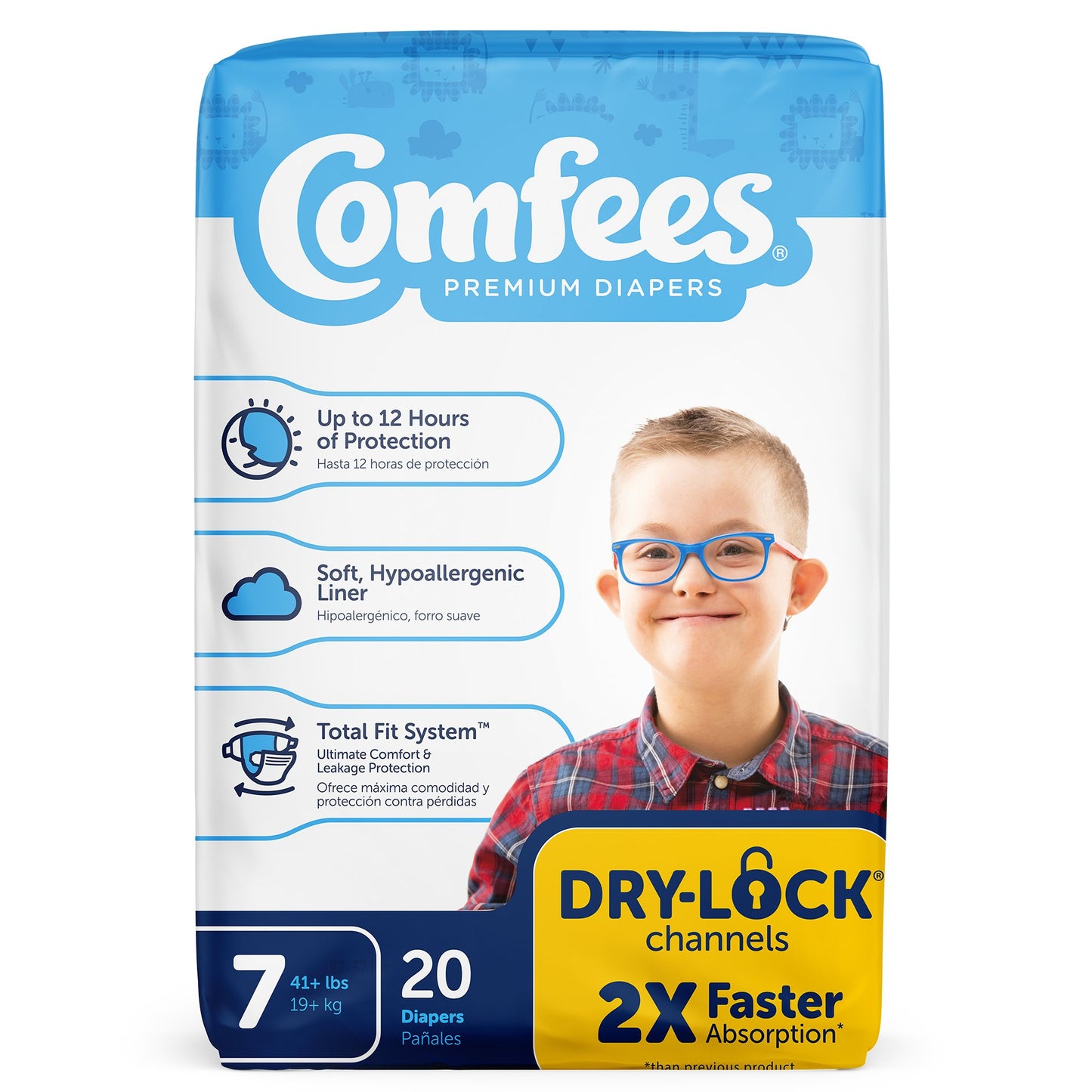 Attends Comfees Premium Baby Diapers, Moderate-Absorbent, Size 7