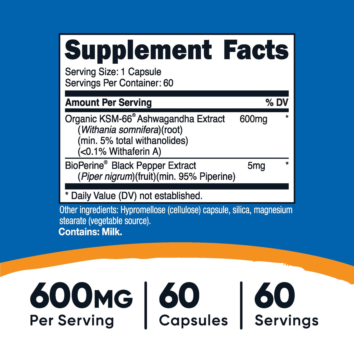 nutricost® KSM-66® Ashwagandha Root Extract and Black Pepper Extract