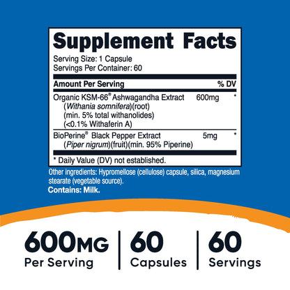 nutricost® KSM-66® Ashwagandha Root Extract and Black Pepper Extract