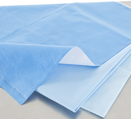 QUICK CHECK* H200 Sterilization Wrap White / Blue 18 X 18 Inch Dual Layer SMS Polypropylene Steam / EO Gas / Hydrogen Peroxide