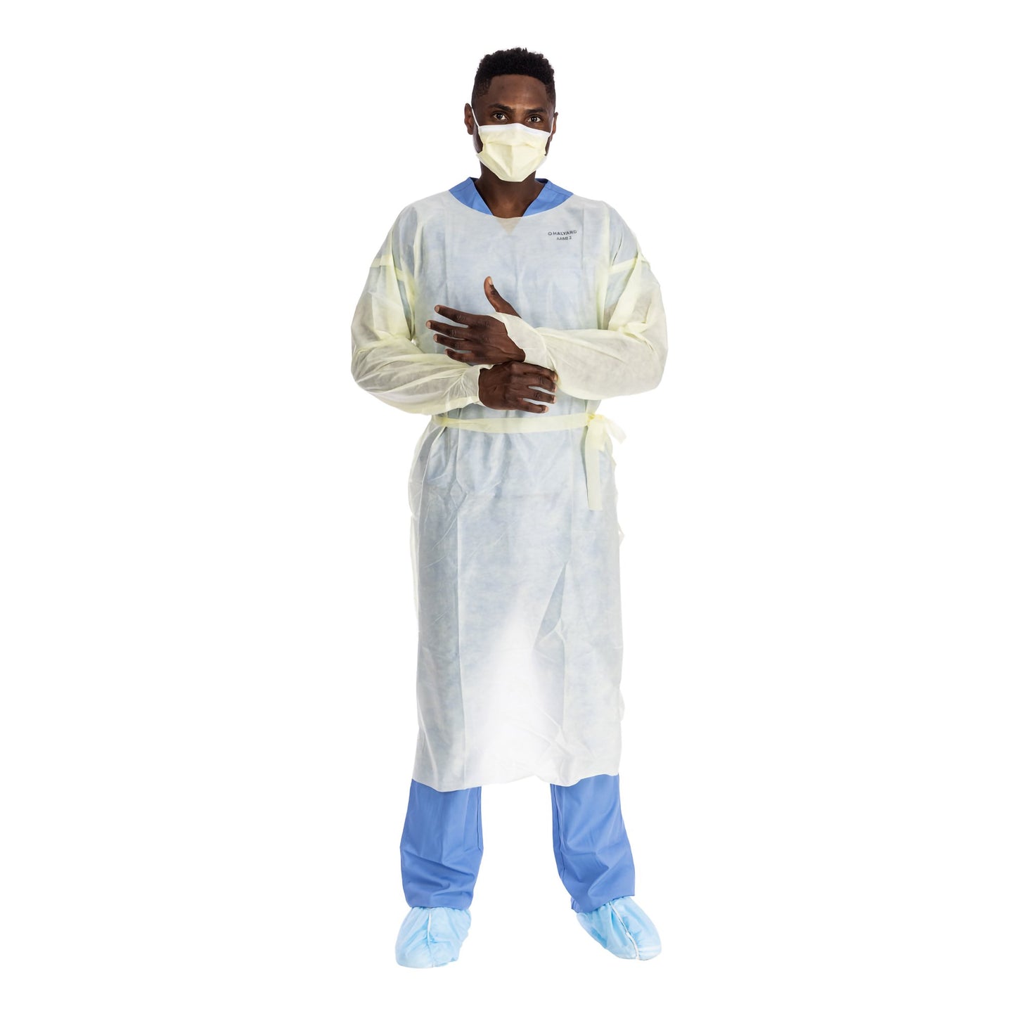 Protective Procedure Gown Halyard Basics 2X-Large Yellow NonSterile AAMI Level 2 Disposable