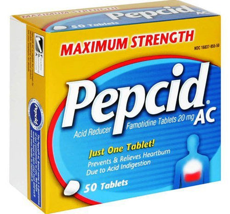J & J Sales 16837085550 Pepcid AC Famotidine 20 mg Acid Reducer Tablets Maximum Strength